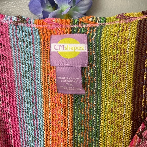 CM Shapes Multicolor Knit Light Cardigan Women Size 5X - Picture 3 of 5